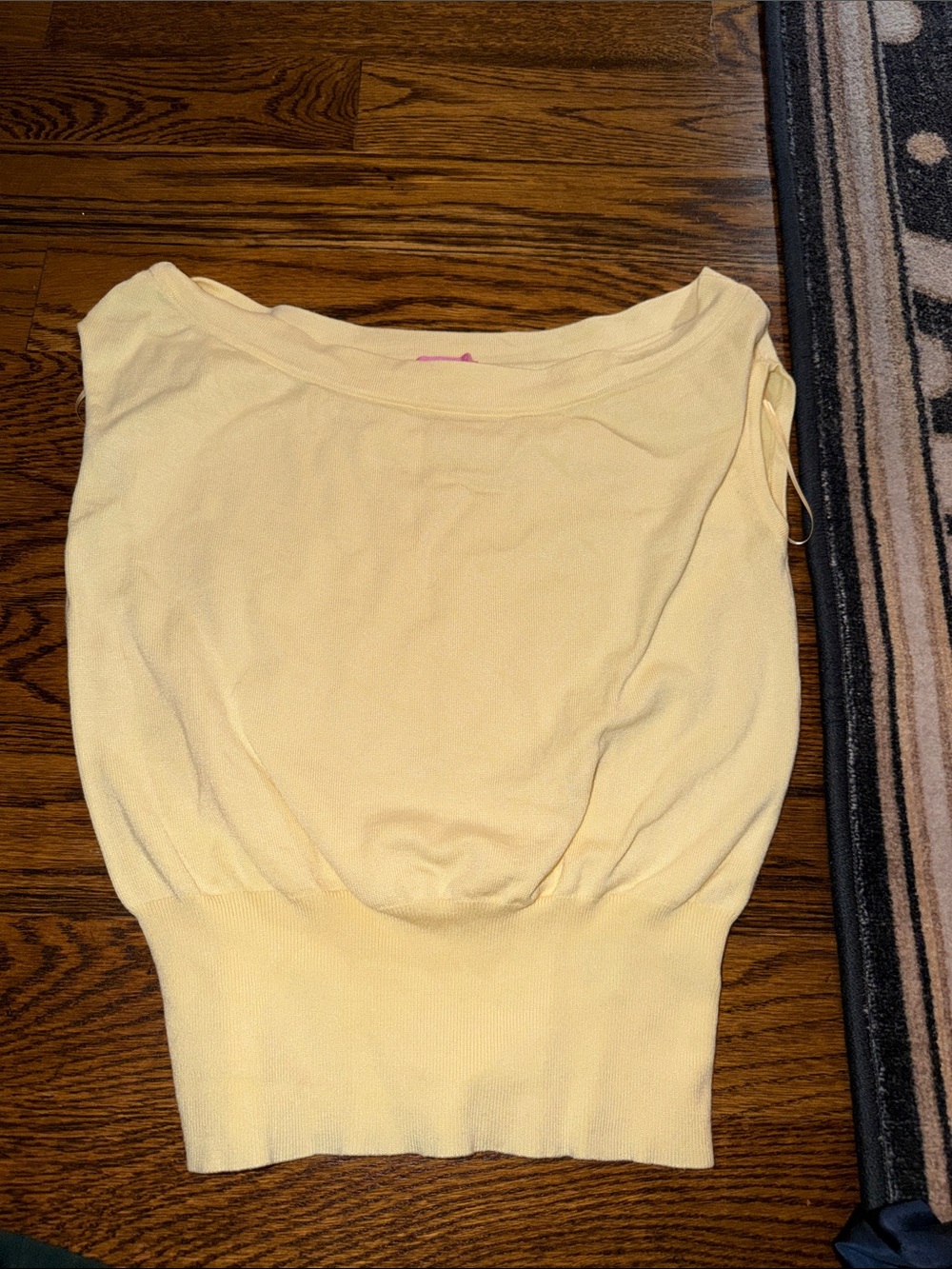 Edikted Pale Yellow Crop Boatneck Knit Top